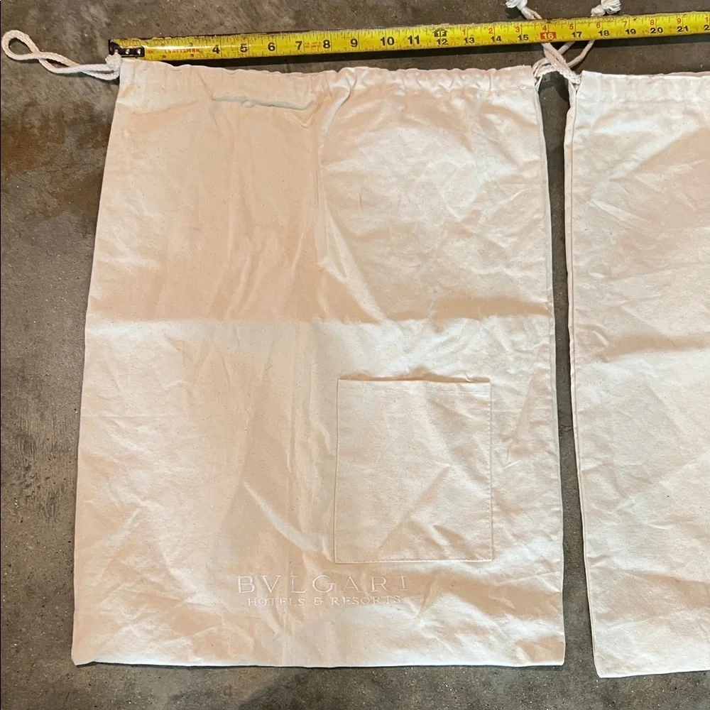 Authentic Bulgari Cream Drawstring Dust Bags - Set of Two